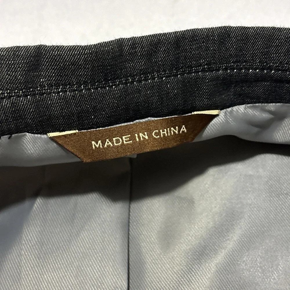 Oak Hill Blazer Sport Coat Mens 2XL 50/52R Gray Chambray Linen Cotton Blend
